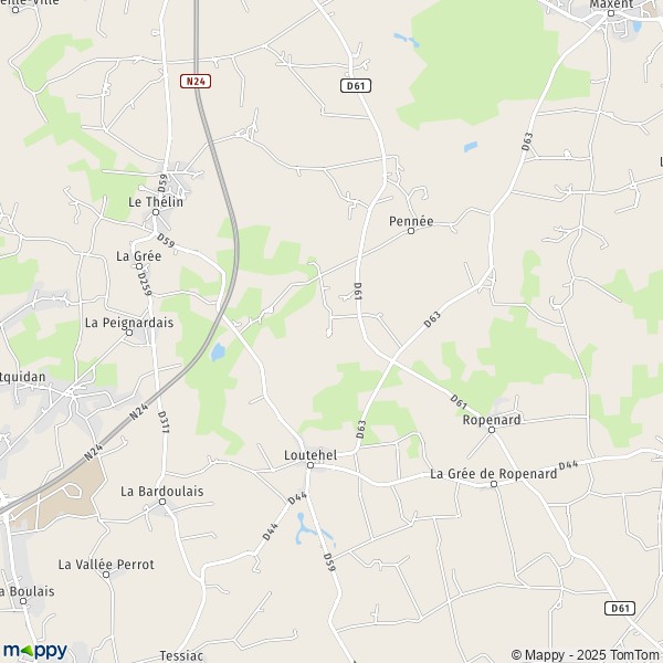 Carte Périsac, 35380 Maxent