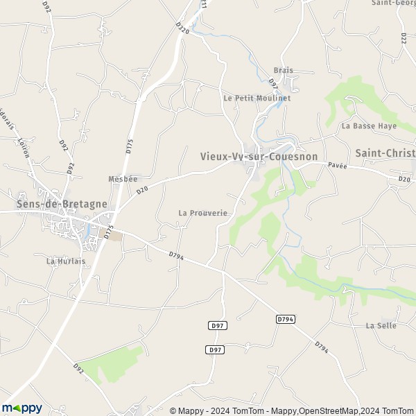La carte pour la ville de Vieux-Vy-sur-Couesnon 35490