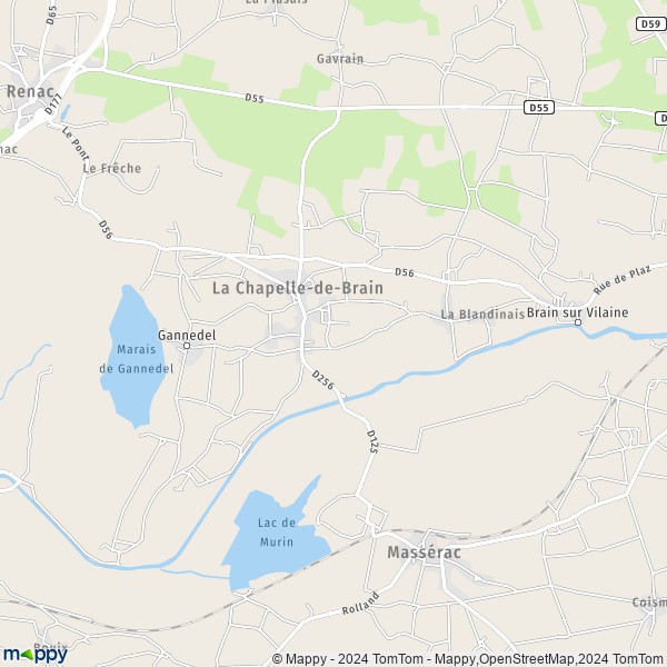 La carte pour la ville de La Chapelle-de-Brain 35660