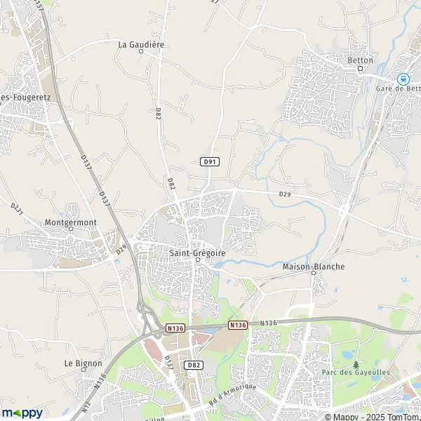 Plan SaintGrégoire carte de SaintGrégoire (35760) et infos pratiques