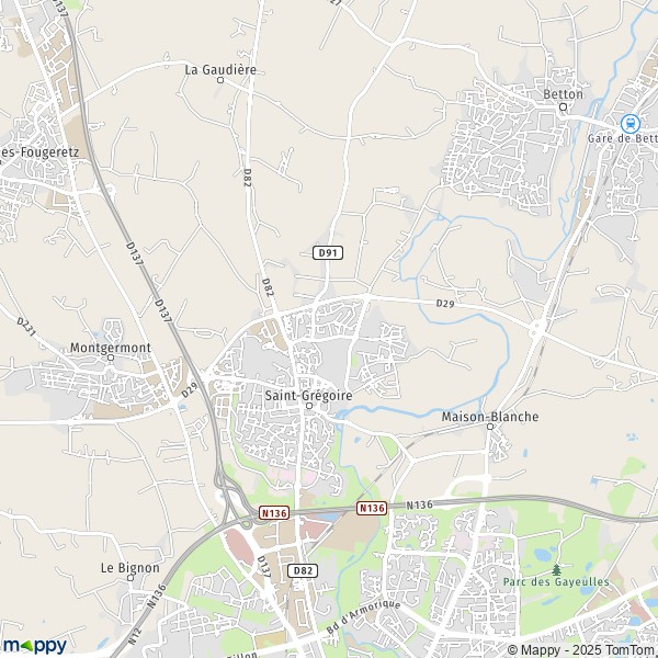 Carte Z.A. de la Marebaudière, 35760 Montgermont