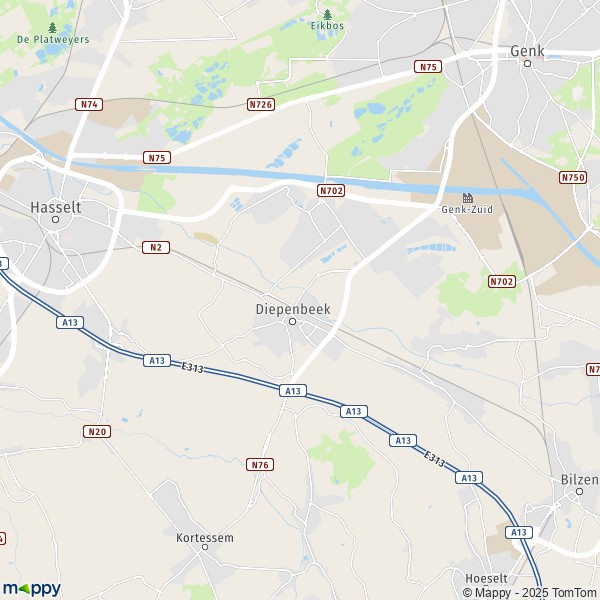 La carte pour la ville de 3590 Diepenbeek