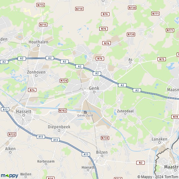 La carte pour la ville de 3600 Genk