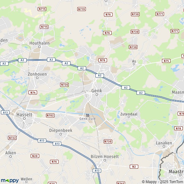 La carte pour la ville de 3600 Genk