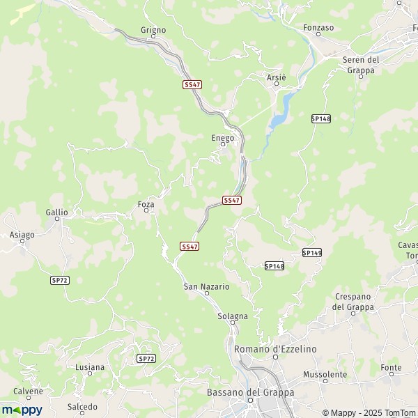 La carte pour la ville de Valbrenta 36020-36029