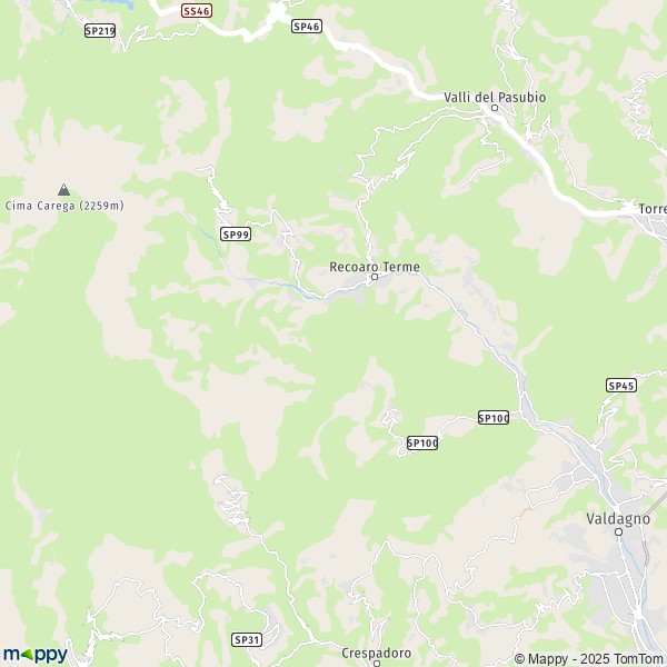 La carte pour la ville de Recoaro Terme 36076
