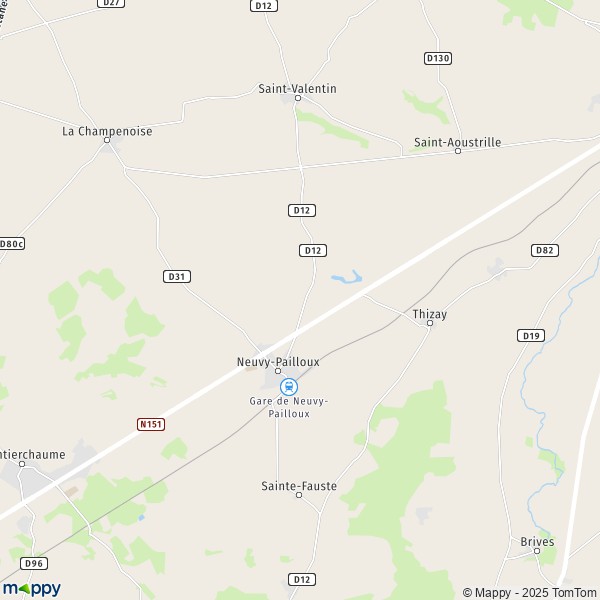 La carte pour la ville de Neuvy-Pailloux 36100