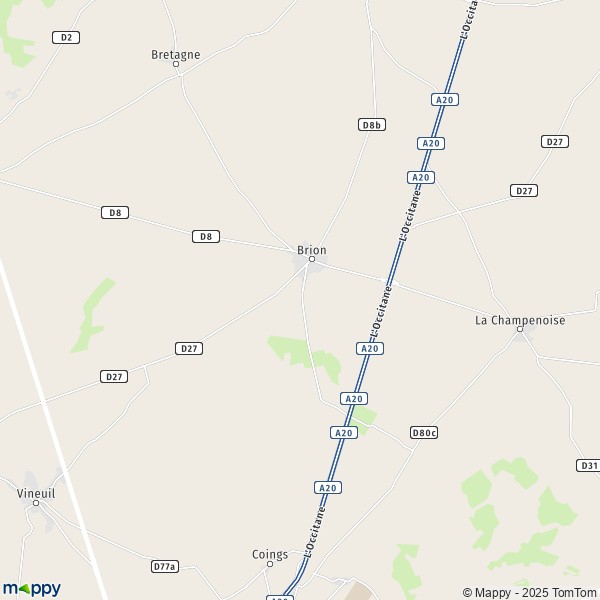 La carte pour la ville de Brion 36110