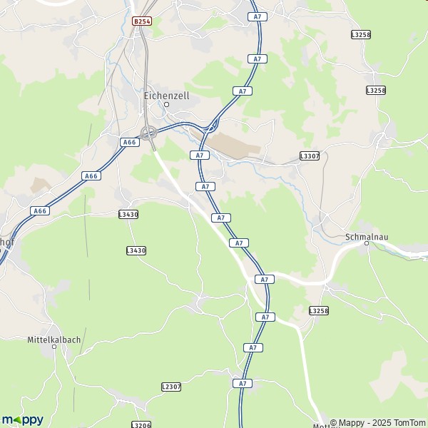 La carte pour la ville de 36124 Eichenzell