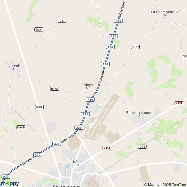 La carte pour la ville de Coings 36130