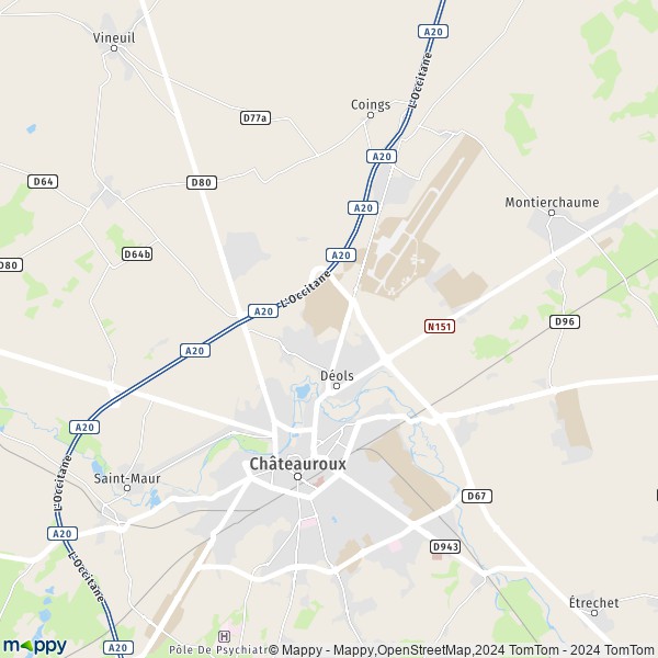 La carte pour la ville de Déols 36130