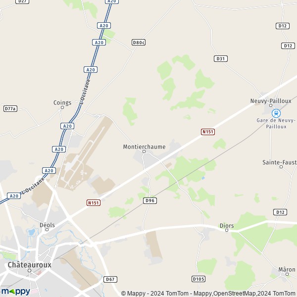La carte pour la ville de Montierchaume 36130