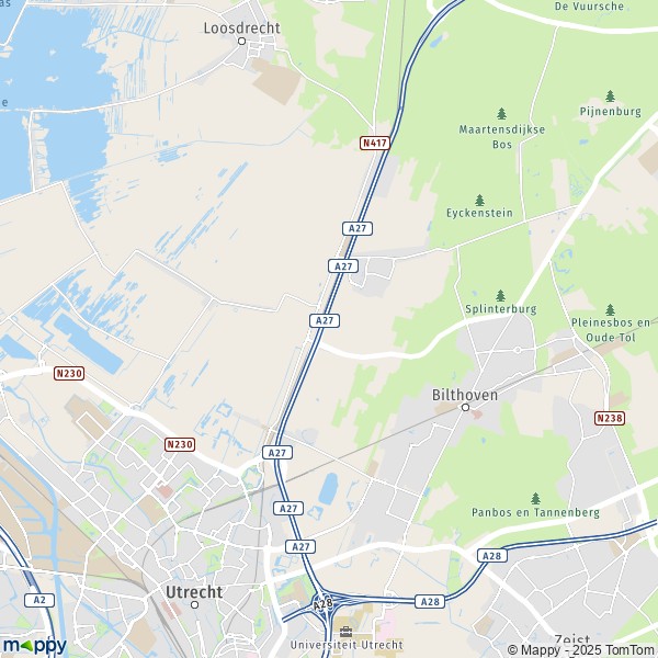 La carte pour la ville de De Bilt 3615-3739