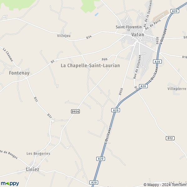 La carte pour la ville de La Chapelle-Saint-Laurian 36150