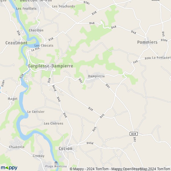 La carte pour la ville de Gargilesse-Dampierre 36190