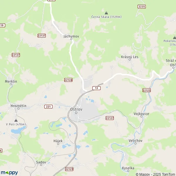 La carte pour la ville de Ostrov 362 51-363 01