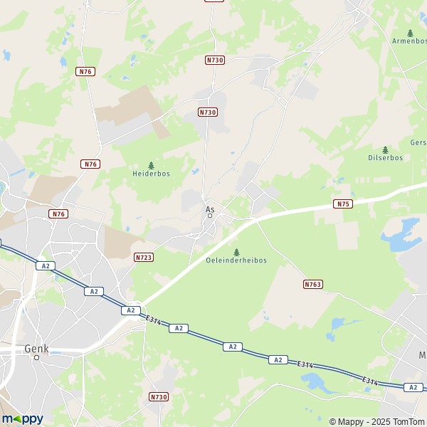 La carte pour la ville de 3630-3665 As