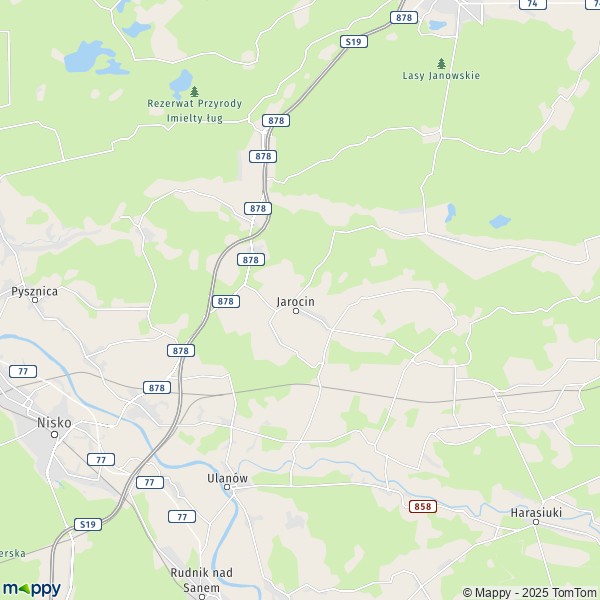 La carte pour la ville de Jarocin 37-405
