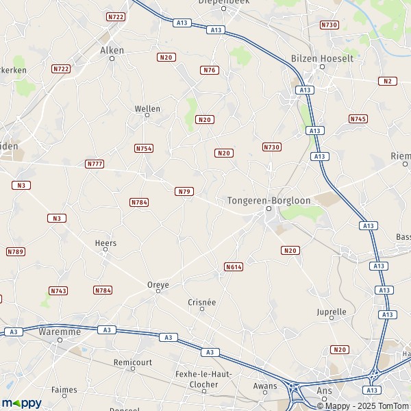 La carte pour la ville de 3700-4690 Tongres