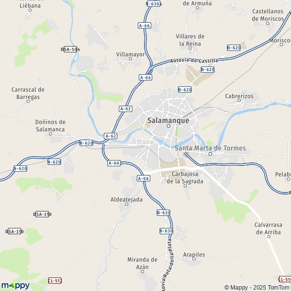 La carte pour la ville de 37001-37900 Salamanque