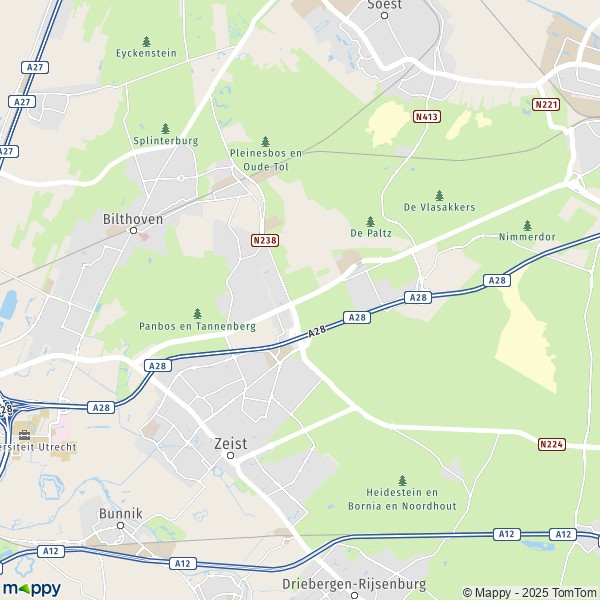 La carte pour la ville de Zeist 3701-3981