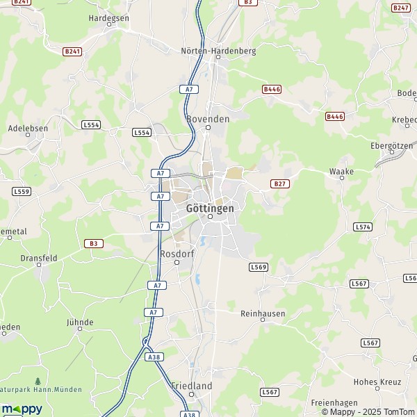 La carte pour la ville de 37073-37085 Göttingen