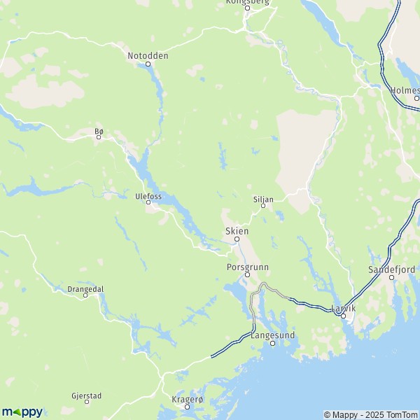 La carte pour la ville de Skien 3710-3920