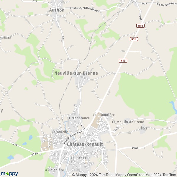 La carte pour la ville de Neuville-sur-Brenne 37110