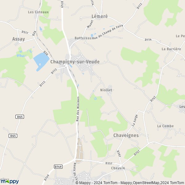 La carte pour la ville de Champigny-sur-Veude 37120