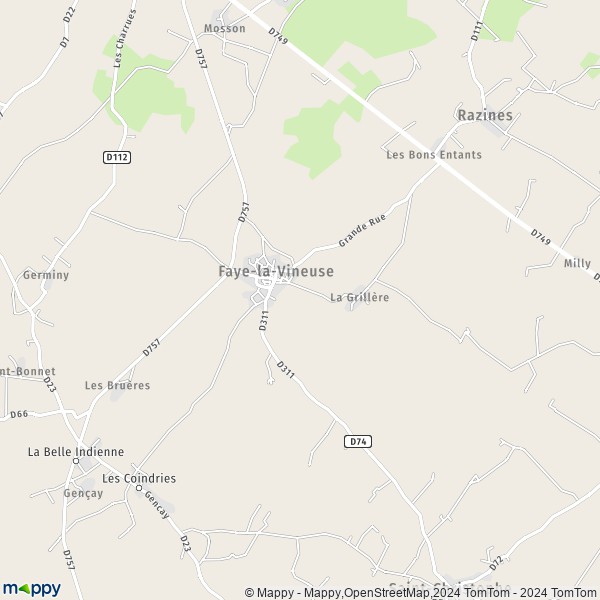 La carte pour la ville de Faye-la-Vineuse 37120