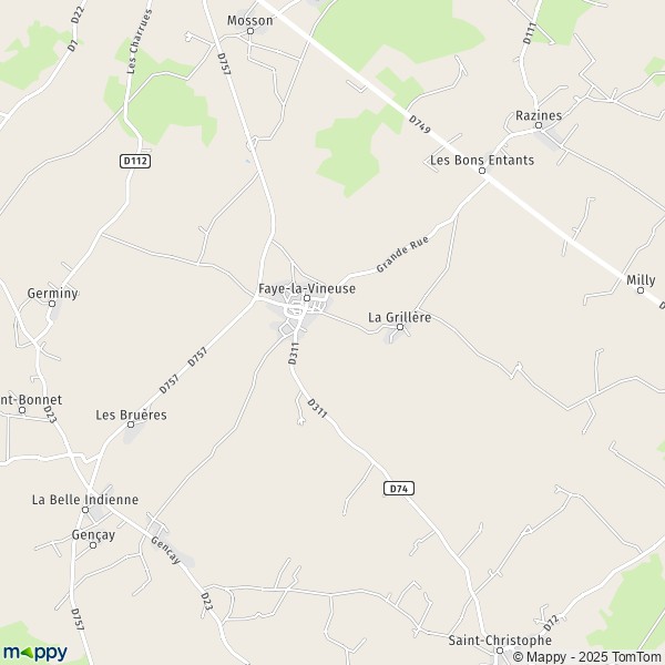 La carte pour la ville de Faye-la-Vineuse 37120