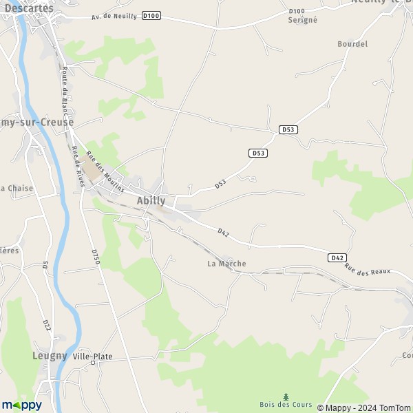 La carte pour la ville de Abilly 37160