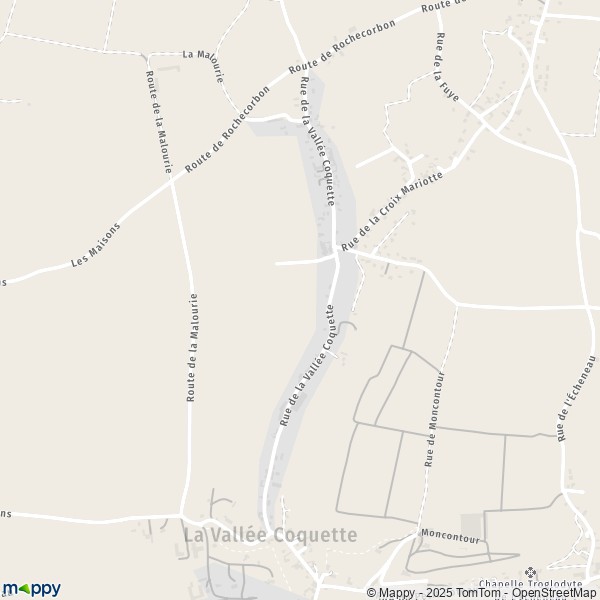 Carte La Vallée Coquette, 37210 Vouvray