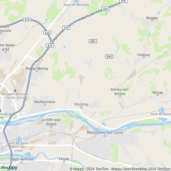 La carte pour la ville de Vouvray 37210