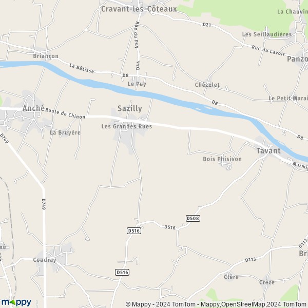 La carte pour la ville de Sazilly 37220