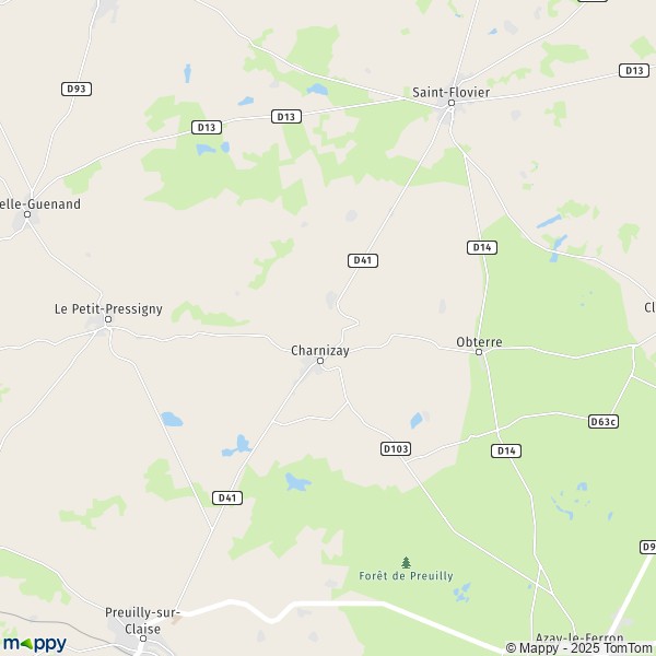 La carte pour la ville de Charnizay 37290