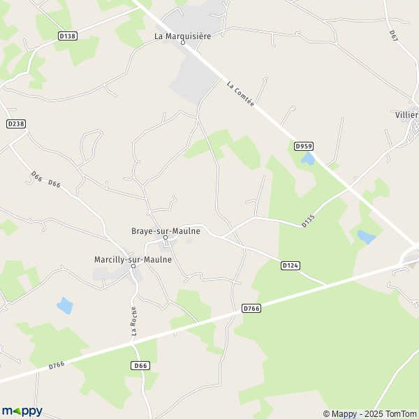 La carte pour la ville de Braye-sur-Maulne 37330