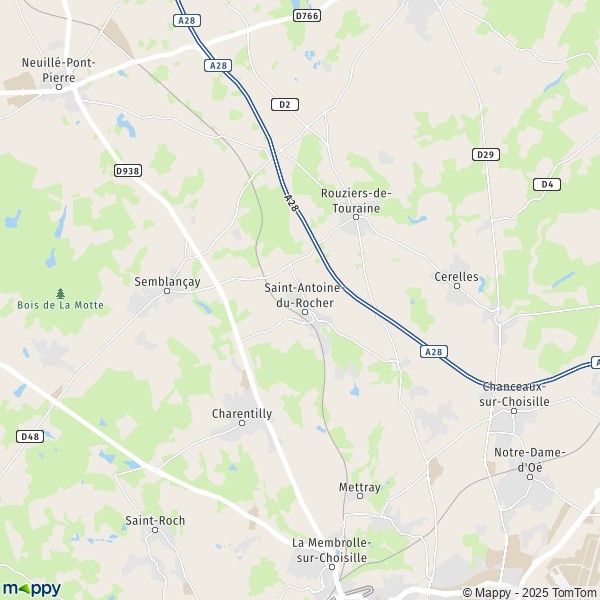 La carte pour la ville de Saint-Antoine-du-Rocher 37360