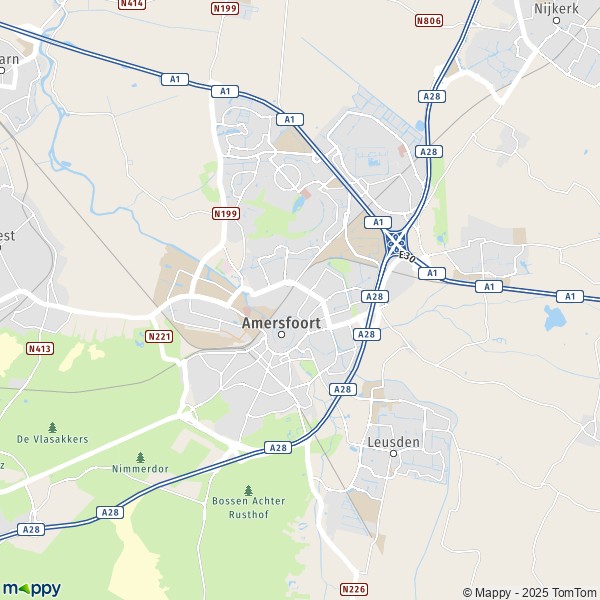 La carte pour la ville de Amersfoort 3741-3861