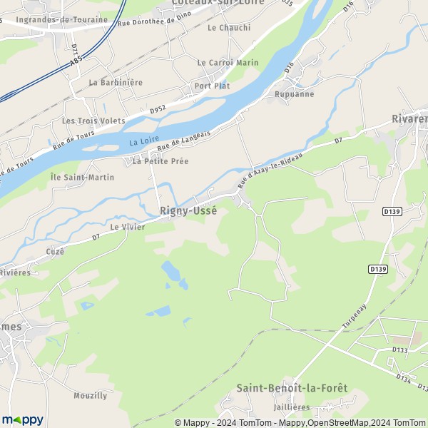 La carte pour la ville de Rigny-Ussé 37420