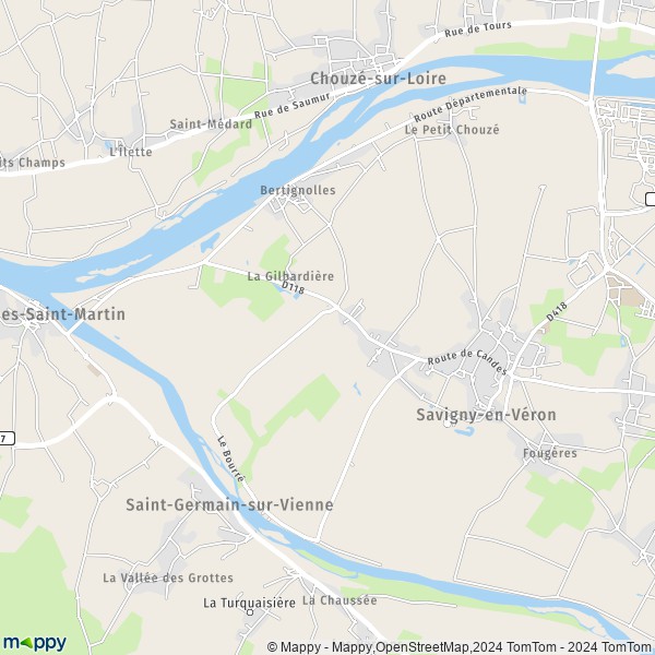 La carte pour la ville de Savigny-en-Véron 37420