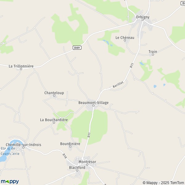 La carte pour la ville de Beaumont-Village 37460