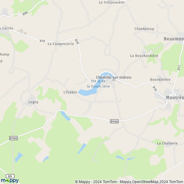 La carte pour la ville de Chemillé-sur-Indrois 37460