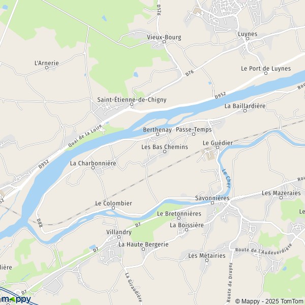 La carte pour la ville de Berthenay 37510