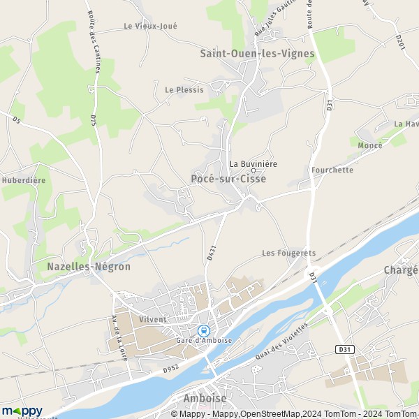 La carte pour la ville de Pocé-sur-Cisse 37530