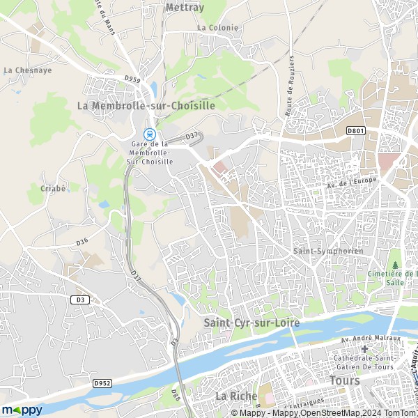 La carte pour la ville de Saint-Cyr-sur-Loire 37540