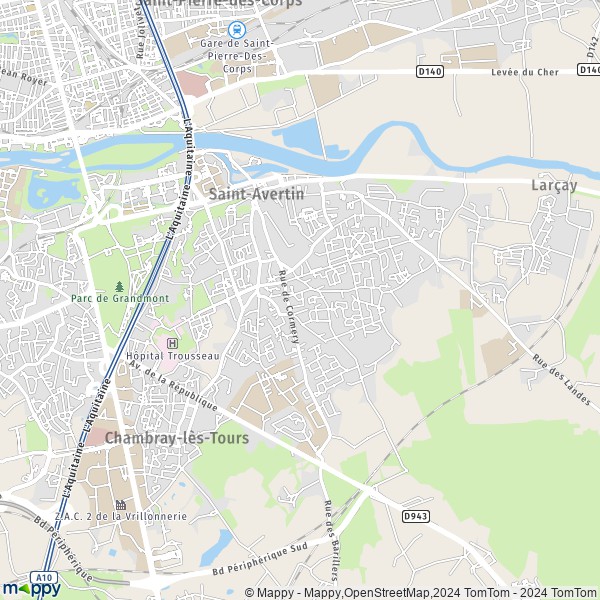 La carte pour la ville de Saint-Avertin 37550