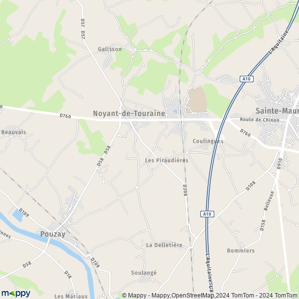 La carte pour la ville de Noyant-de-Touraine 37800