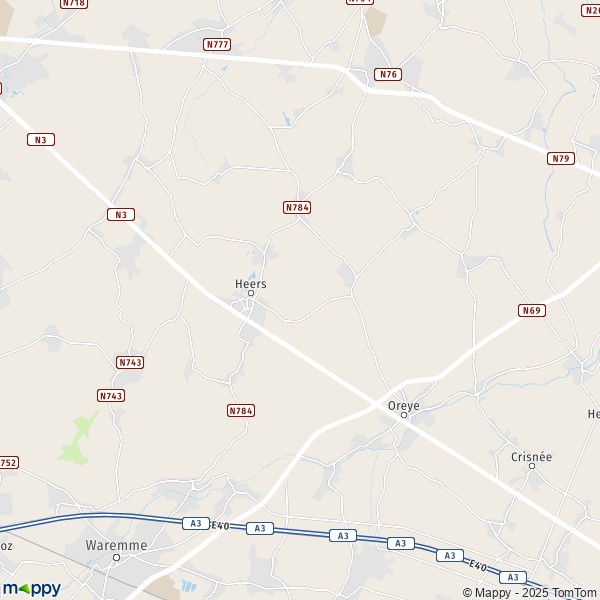 La carte pour la ville de 3800-4360 Heers