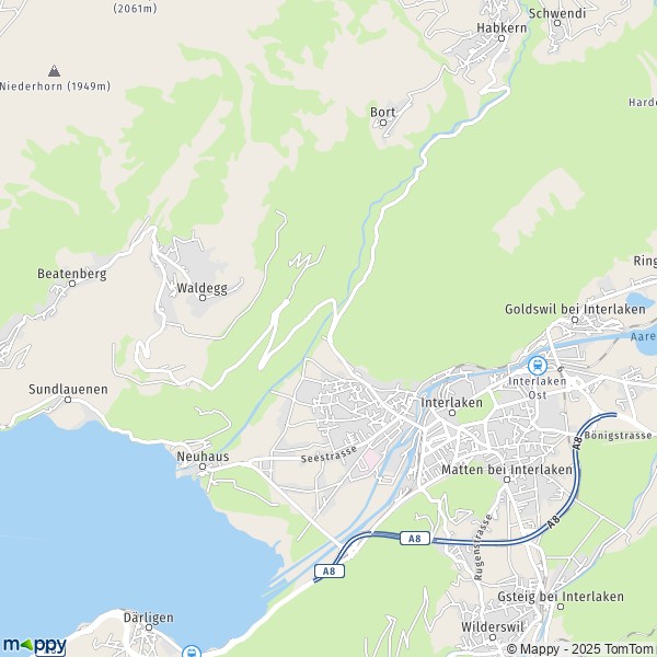La carte pour la ville de Unterseen 3800